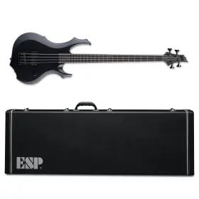 Lf4bkmblks Esp Ltd F-4 Black Metal Electric Bass Guitar Satin Case Brand New F4