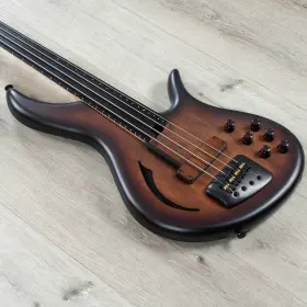 Ac4-abb-geb F Bass F-bass Ac4 Alain Caron Chambered Semi-hollow Fretless Antique Brown Burst