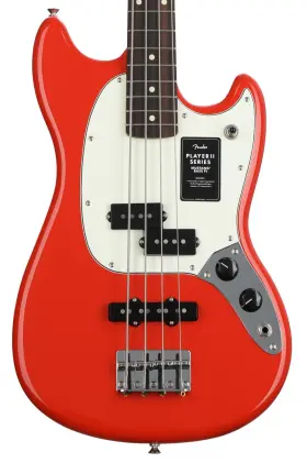 0140490558 Fender Player Ii Mustang Bass Pj - Coral Red With Rosewood Fingerboard