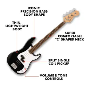 0379700506 Fender Squier Debut Series Precision Bass Guitar Beginner With 2year