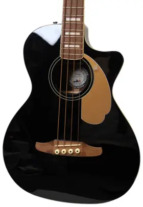 0970743106 Fender Kingman V2 Acoustic-electric Bass Black Guitar - 4 String With Soft Case