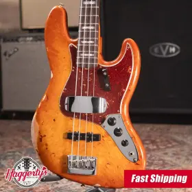 Fender 197955121185 Custom Shop Artisan Maple Burl Relic Jazz Bass - Honey Burst With Hardshe