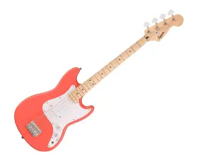 373802511 Fender Used Squier Sonic Bronco Bass - Tahitian Coral With Maple Fb