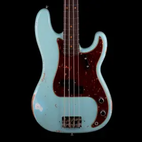 88fcs003 Fender Pre Owned Custom Shop 63 Precision Bass Heavy Relic Aged Daphne Blue Wit