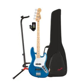 Fen0991802000 Fender K219 Standard Jazz Bass 4 String Aqua Marine Metallic Guitar And Bag Bundle