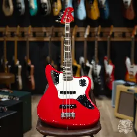 T002381 Fender 2008 Mij Jaguar Bass With Gigbag Hot Rod Red
