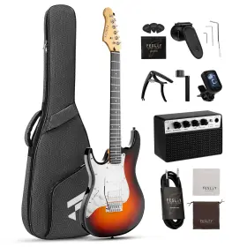 Fst100l Fesley Left-handed Electric Guitar 39 Inch Full Size Beginner Kit Hss