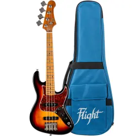 Flight 831120918497 Solid Body Mini Bass W Bag - Sunburst