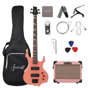 Fojill Fcbs-06 Cool Shape Full Size Electric Bass Guitar 10w Battery Power Bluetooth Amplifi