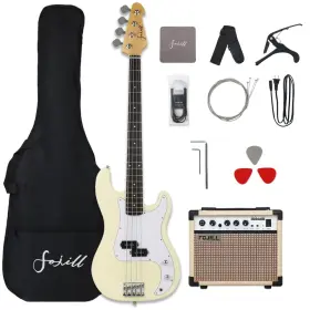 Fojill Ypb-05 Full Size 4 Four String Electric Bass Guitar 20w Amplifier Amp Right Hand Beg