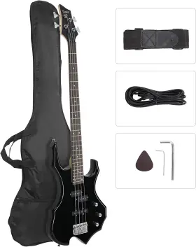 Glarry 313034292236 Electric Bass Guitar 4 Strings Buring Fire Style Full Size For Beginner Right H