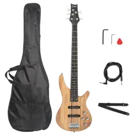 Glarry 629722702025 Gib Electric 5 String Bass Guitar Full Size Bag Strap Burlywood