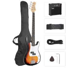 Glarry 810158428065 Full Size Electric Bass Guitar With 20w Amp 4 String Beginner Starter Kit Wi