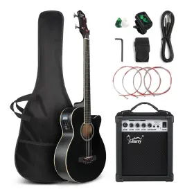 Glarry 810158428119 Full Size Acoustic Electric Bass Guitar Beginner Kit With 15w Amp Cutaw