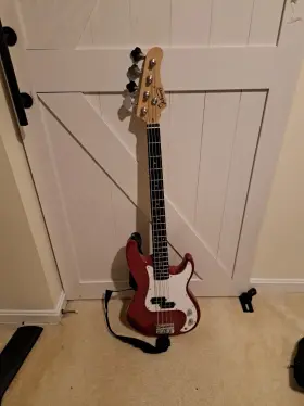 Gjazz2 Glarry Electric Bass Guitar 4-string Right-handed Red With Carrying Case