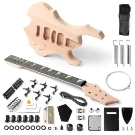 Gldiy001 Glarry Diy Electric Guitar Kit 6 Strings With Mahogany Wood Body Maple N
