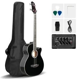 Eq-7545r Glarry Gmb101 Electric Acoustic Bass Guitar With 4-band Equalizer Black