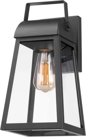 Globe Electric 058219380833 60000029 1-light Outdoor Wall Sconce Matte Black Clear Glass Sh