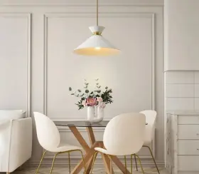 Globe Electric 058219832288 1-light Pendant Light Matte Brass Finish White Tapered Metal Sh