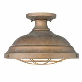 Golden Lighting 844375085435 Bartlett 2-light Semi-flush Mount In Copper Patina