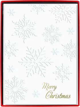 Bx444  Graphique White Snowflakes Classic Boxed Cards - Set Of 15 With Envelopes