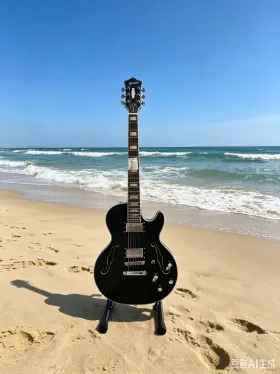 Gtlpf-lm3 Grote Semi-hollow Black Electric Guitar Mahogany H-h Pickups Model