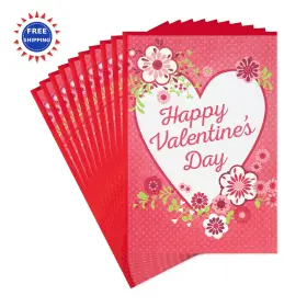 0799vfe7995 Hallmark Valentine S Day Cards Hearts And Flowers 10 With Envelopes Pack Vehicle
