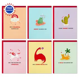 5etv1040 Hallmark Valentines Day Cards For Kids School Animal Puns 36 Blank Classroom