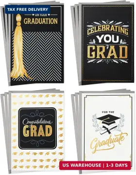 Hallmark 726528425568 Graduation Cards Assortment Black And Gold Congratulations Grad 12 C