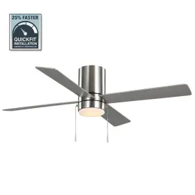 Hampton Bay 082392923020 Scenic 52 Inch Integrated Led Indoor Brushed Nickel Hugger Ceiling Fan With Rever