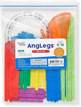 96862 Hand2mind Anglegs Starter Set With 2 Protractors Geometry Multicolor