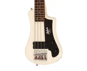 Hofner 250358617337 Shorty Travel Electric Bass Guitar With Gig Bag - White