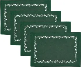 Home Fashions 194590302160 Holly Scroll Laser Cut Holiday Fabric Dining Placemats Set Of 4