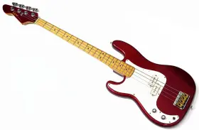 Hl830mr Hondo Vintage Left Handed Fame 830 Candy Apple Red Matched Headstock Bass Guitar