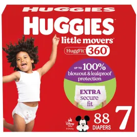 00036000566048 Huggies Diapers Size 7 Little Movers Huggfit 360 88 Count 2 Pack Baby Waistband