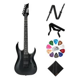 Ibanez 810114284513 6-string Solid-body Electric Black Night Guitar Right Handed Bass Bundle