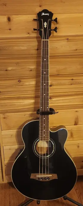 Aeb10be-10-bk-14-02 Ibanez Aeb-10be Acoustic-electric Bass Guitar - Natural High Gloss Black