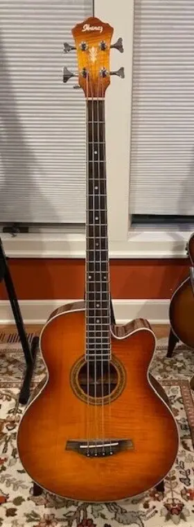 Aeb20e-vv Ibanez Acoustic Electric Bass Guitar Sunburst With Drop-d Tuner