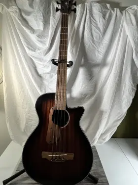 Aegb24femhs Ibanez Aegb24fe Fretless Auditorium A/e Bass Guitar Mahogany Sunburst