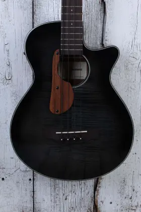 Aegb25e Ibanez 4 String Acoustic Electric Bass Guitar Transparent Black Sunburst