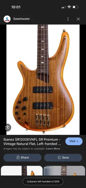Sr1200 Ibanez Left Handed Premium 4 - String Bass Nordstrand Pickups Active Eq