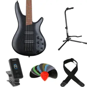 Sr300ebwkessbn Ibanez Standard Sr300eb Bass Guitar Essentials Bundle - Weathered Black
