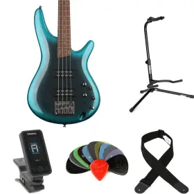 Sr300ecubessbn Ibanez Standard Sr300e Bass Guitar Essentials Bundle - Cerulean Aura Burst