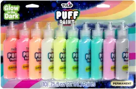 48770 Ilovetocreate Tulip Puff Paint Glow In The Dark Colors 10-pack Multi-surface Premium Quality