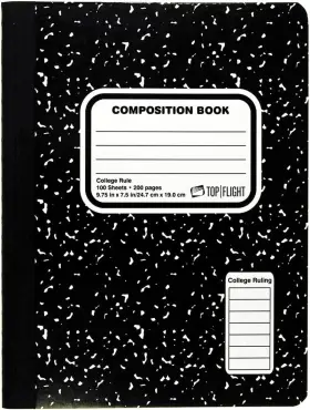 41350 Inc. Sewn Marble Composition Book Black/white College Rule 9.75 X 7.5 Inches 100
