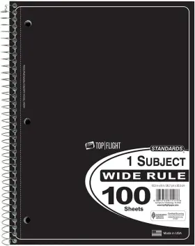Inc. 445034088021 Standards 1-subject Wirebound Notebook 100 Sheets 3-hole Punched Wide Rule 1