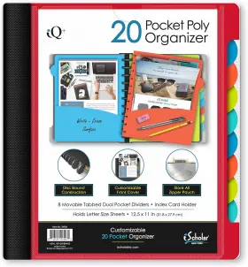 34906 Ischolar 20 Pocket Folder With Zipper Pouch Color May Vary