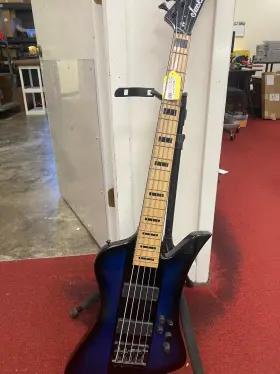 2919192522 Jackson David Ellefson Signature Kelly Bird V Bass Blue Burst Maple Fingerboard
