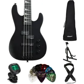 Js1xmcbsbkesbn Jackson Js Series Concert Bass Minion Js1x Guitar Essentials Bundle- Satin