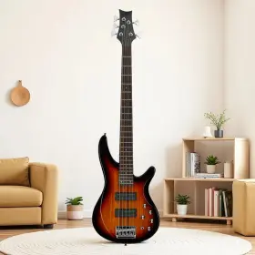 Jt-60896860 Juhomiee Ib 5-string Bass Guitar Set - Hh Pickups Basswood Body Maple Neck Sunburst